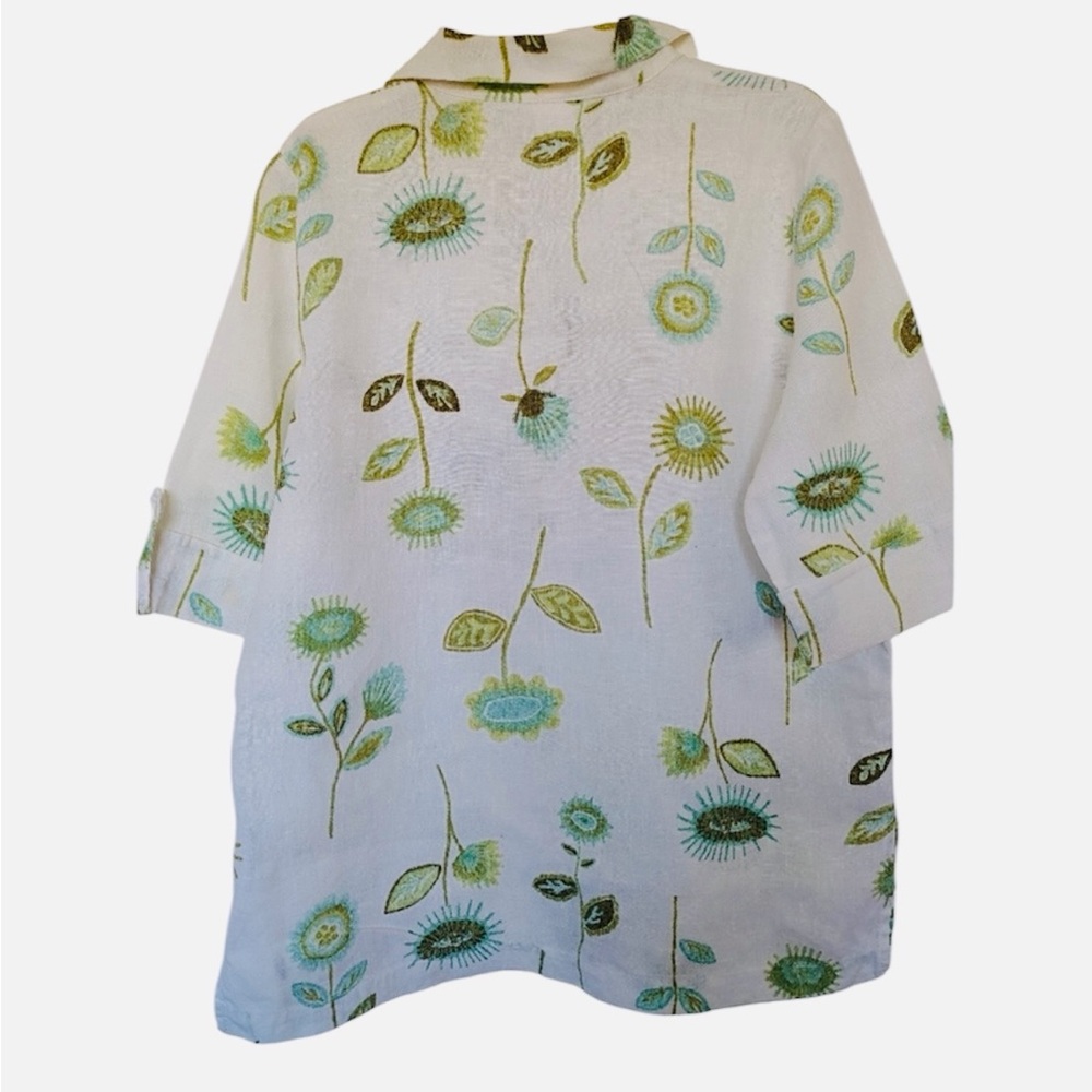 Hot Cotton 3X Linen Cotton Camp Shirt Button Up Botanical Floral Print Boxy Fit - Picture 6 of 8